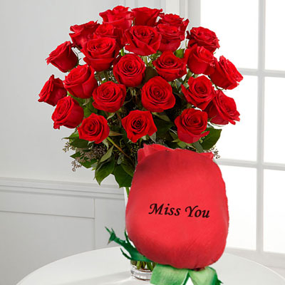 "Talking Roses (Print on Rose) (25 Red Roses) - Miss You - Click here to View more details about this Product